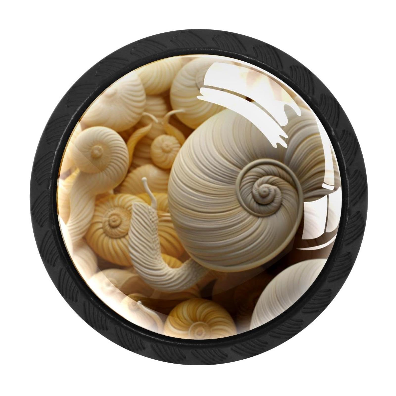 CHENZZZZ 4 Pieces Snail Drawer Knobs, 35mm Black Cabinet Knobs, Drawer Pulls and Knobs, Dresser Drawer Knobs, Cabinet Hardware Kitchen Cabinet Knobs