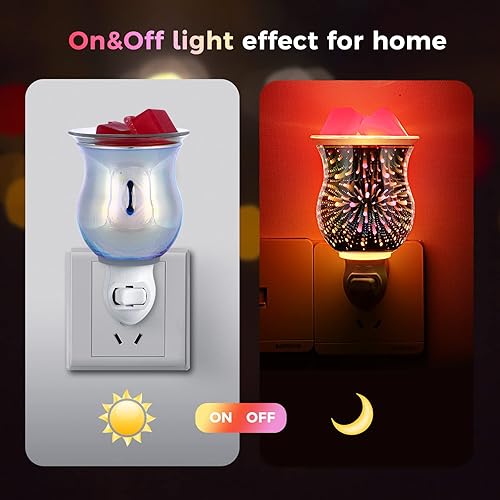 Miniatura 9 de inrorans Calentador de cera de metal blanco con enchufe, patrón de árbol, calentador de cera de pared para cera perfumada con bandeja extraíble,