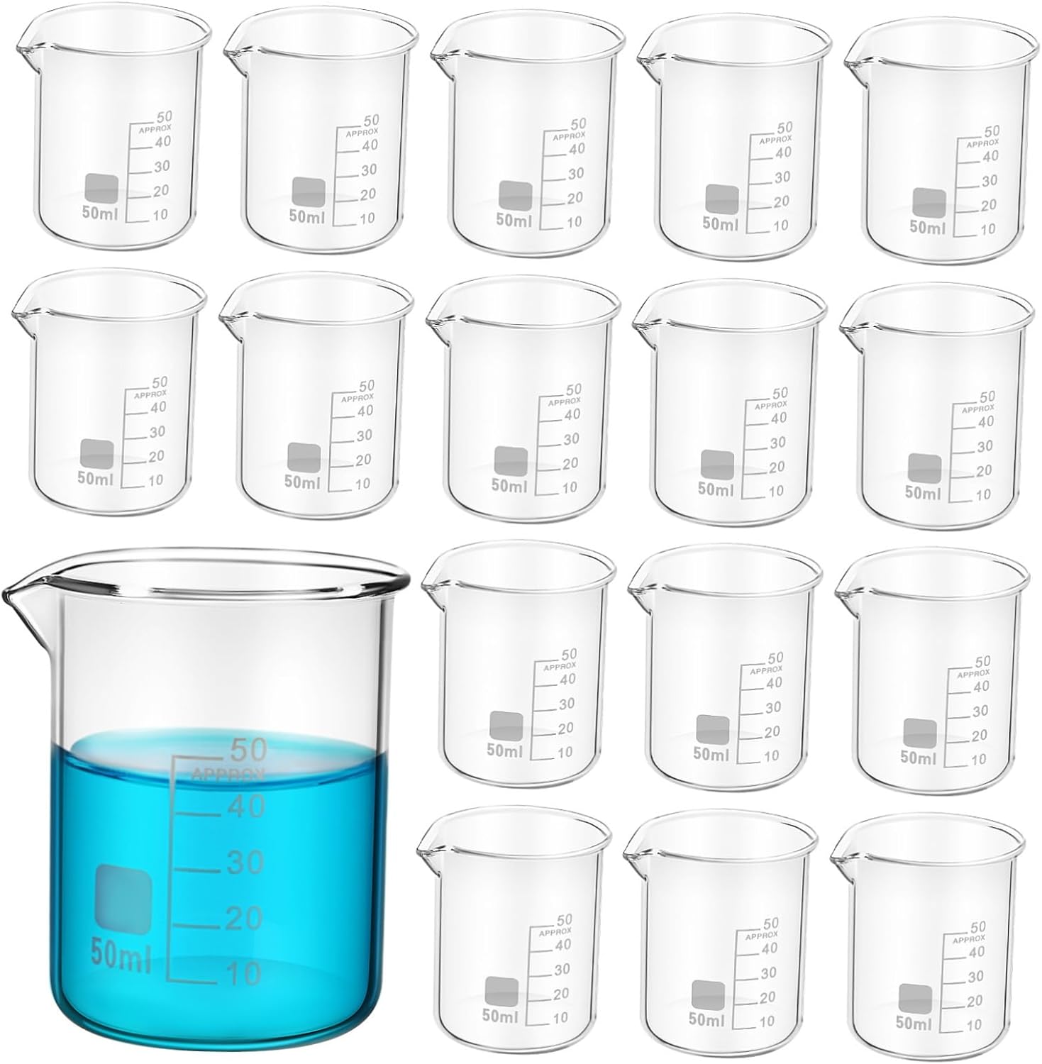 Cabilock Scientific Experiment Set 20pcs Glass Beakers Measuring Cups Graduated for Lab Kitchen