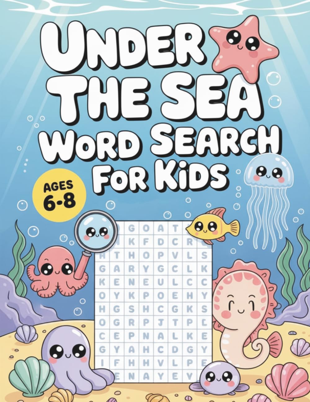 Under the Sea Word Search for Kids Ages 6–8: 55 Word Search Puzzles: Ocean activity book for kids to learn English sea vocabulary while having fun.
