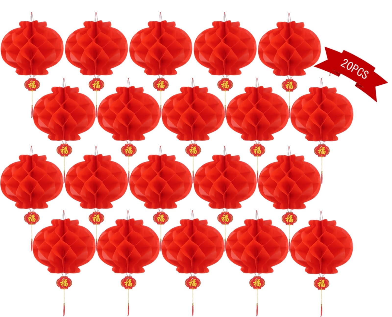 ZUJIEFU 20PS Holiday Decorations;Chinese Red Paper Lanterns Festival Decorations for New Year Spring Festival Wedding Celebration and Restaurant Lantern Festive Decoration Home Decor(10 INCH)