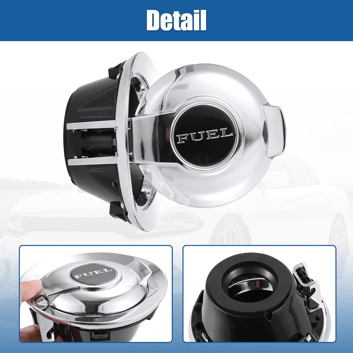 X AUTOHAUX Car Fuel Filler Door Cover Gas Cover Cap Vapor Edition 68250120AA Fuel Tank Filler Door Cap for Dodge Challenger 2008-2022 Silver Tone