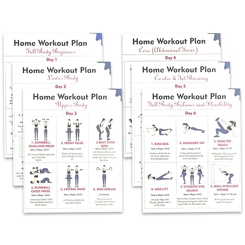 6-Pack Dumbbell Workout Posters for Beginners | Home Fitness Plan