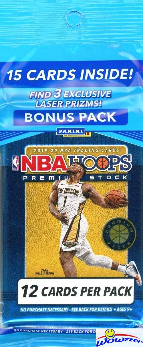 2019/20 Panini HOOPS PREMIUM NBA Basketball JUMBO FAT CELLO Pack with 15 Cards including (3) EXCLUSIVE LAZER PARALLELS! Look for Rookies & Autos of ZION WILLIAMSON, Ja Morant, Herro & More! WOWZZER!