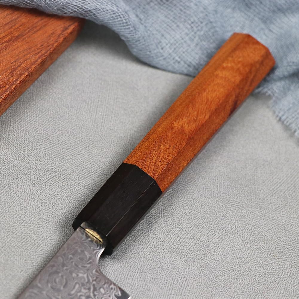 New 5 Inch Utility Knife Damascus Steel Red Treasure Handle Outdoor Home Chef Fruit Knife Kitchen Paring Knife