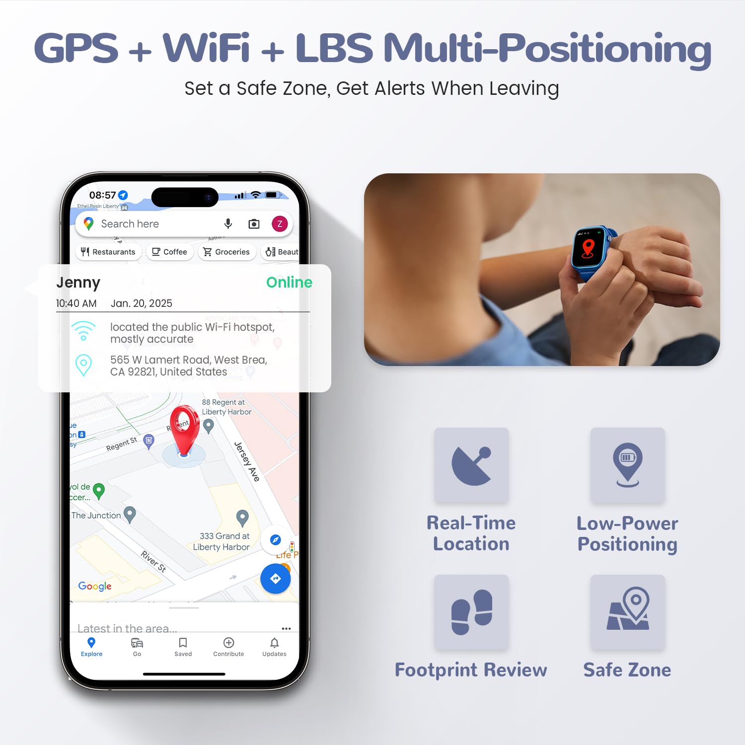 Smartwatch Kinder mit GPS und Telefon, SOS, Schulmodus, Nachrichten, Schrittzähler, IP68 Wasserdicht, Puzzlespiele, Wecker, Kids Smart Watch mit Langanhaltender Video & Phone Call, Blau