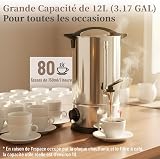 Umisu Percolateur à Café 12L avec Acier Inoxydable Filtre, 80 Tasses Cafetière Commerciale En Acier Inoxydable, Maintien au Chaud, Pour Événements Et Traiteur, Pour Appareil Chauffe Eau Thé Chocolat - 2