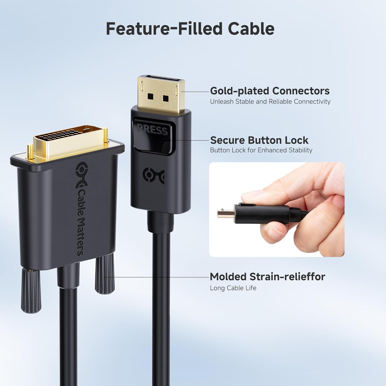 Cable Matters 2-Pack DisplayPort to DVI Cable (DP to DVI Cable) 6 Feet