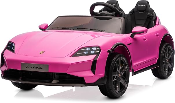 Kidzone 2 Seater Ride on Car for Kids Ages 37-96 Months, 12V Battery Powered Electric Sports Car Toy with Parent Remote Control, LED Headlights, FM & Bluetooth, Dual Driving Modes, Pink