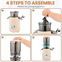 Vista 6 de Pukomc Juicer Machines, Cold Press Juicer with 4.1'' Large Feed，Slow Masticating Machines Chute Fit Whole Vegetable And Fruit，High Juice Yield