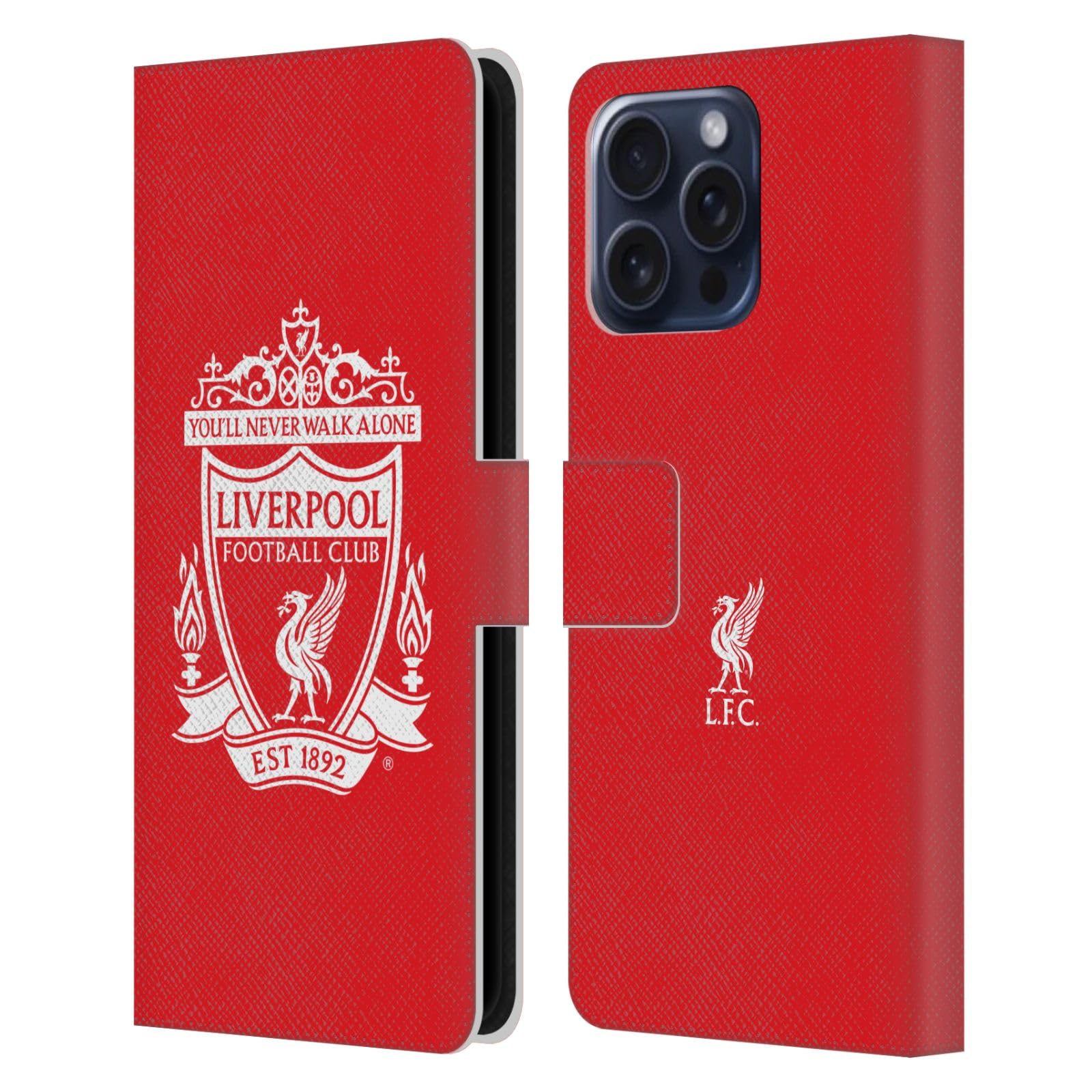Head Case Designs Officially Licensed Liverpool Football Club Red 2 Crest 1 Leather Wallet Case Compatible With Apple iPhone 16 Pro Max