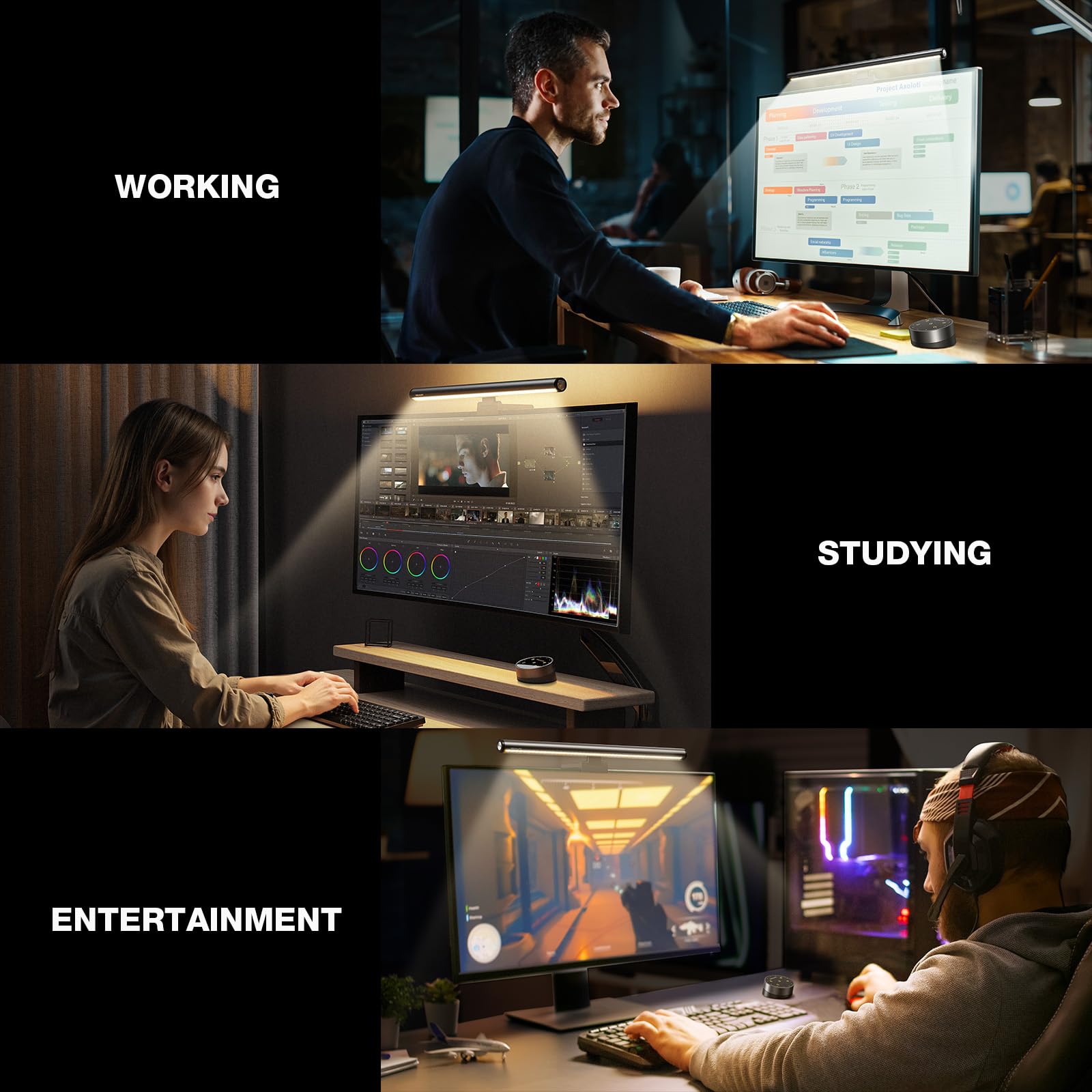 Douxlife Lampe Ecran PC avec Télécommande Computer Monitor Light Bar, Barre Lumineuse pour Gaming Lecture Office PRO, Gris