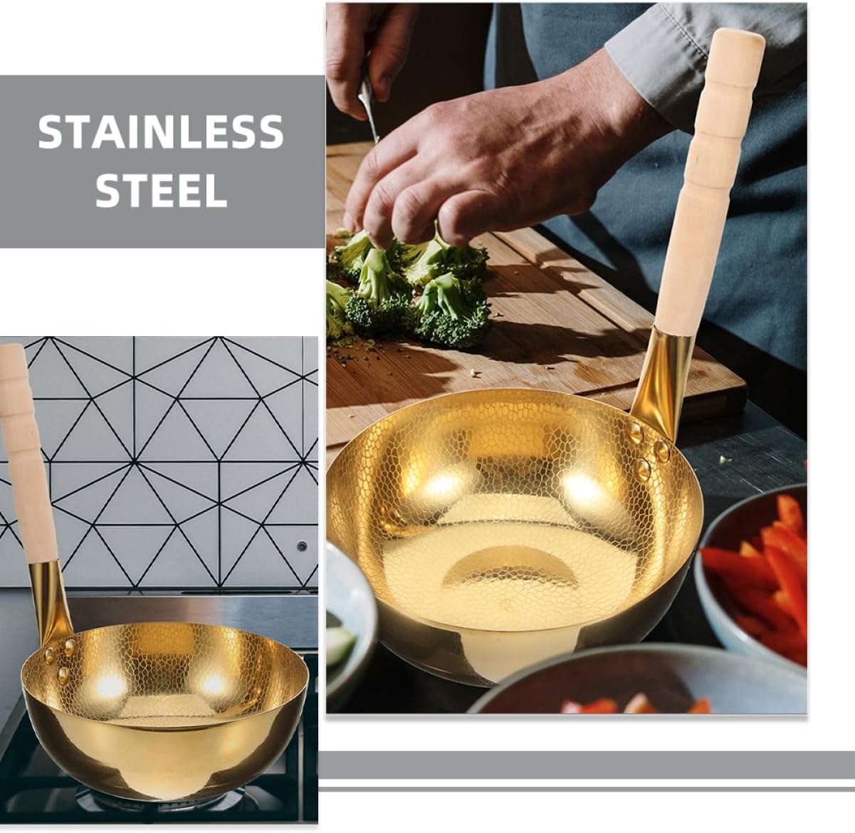 Ramen Pan Small Saucepan Steel Noodle Pot Hammered Rice Noodle Pot Milk Warmer