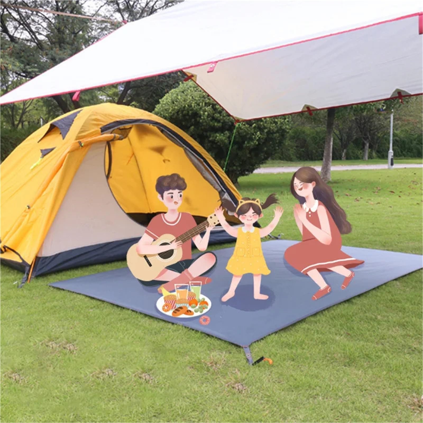 Manta de picnic impermeable, manta de playa, colchoneta plegable para acampar, colchón ligero para picnic, lona multifuncional, toldo, refugio solar, lona para jardín y exterior (140 x 210 cm (55 x 83