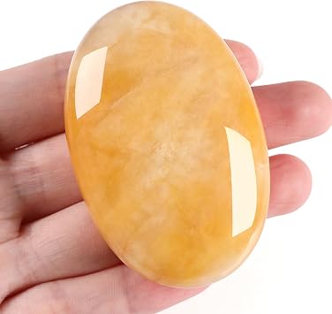 ZHIYUXI 2.4" Yellow Jade Crystals Gemstones Crystals and Stones Crystal Decor Energy Balancing Therapy Polished Stones Palm Stone Mediation Gifts 1PC