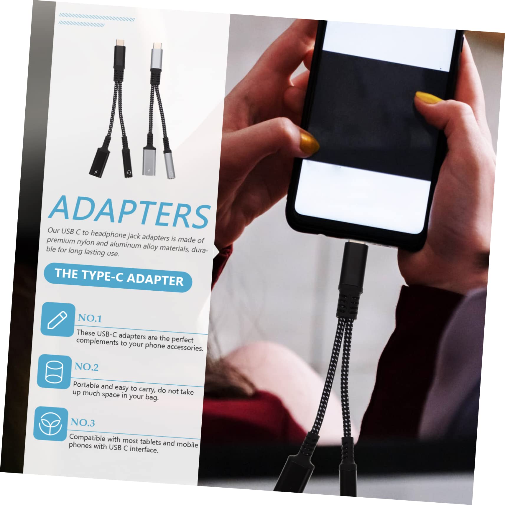 Adattatore Jack Per Cuffie Usb C 3,5 Mm Adattatore Audio Aux Da Tipo C Realizzato in Nylon E Lega Di Alluminio