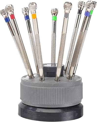 Juego de destornilladores de reparación de relojes, juego de destornilladores de precisión con base, pulsera de reloj, hoja de destornillador