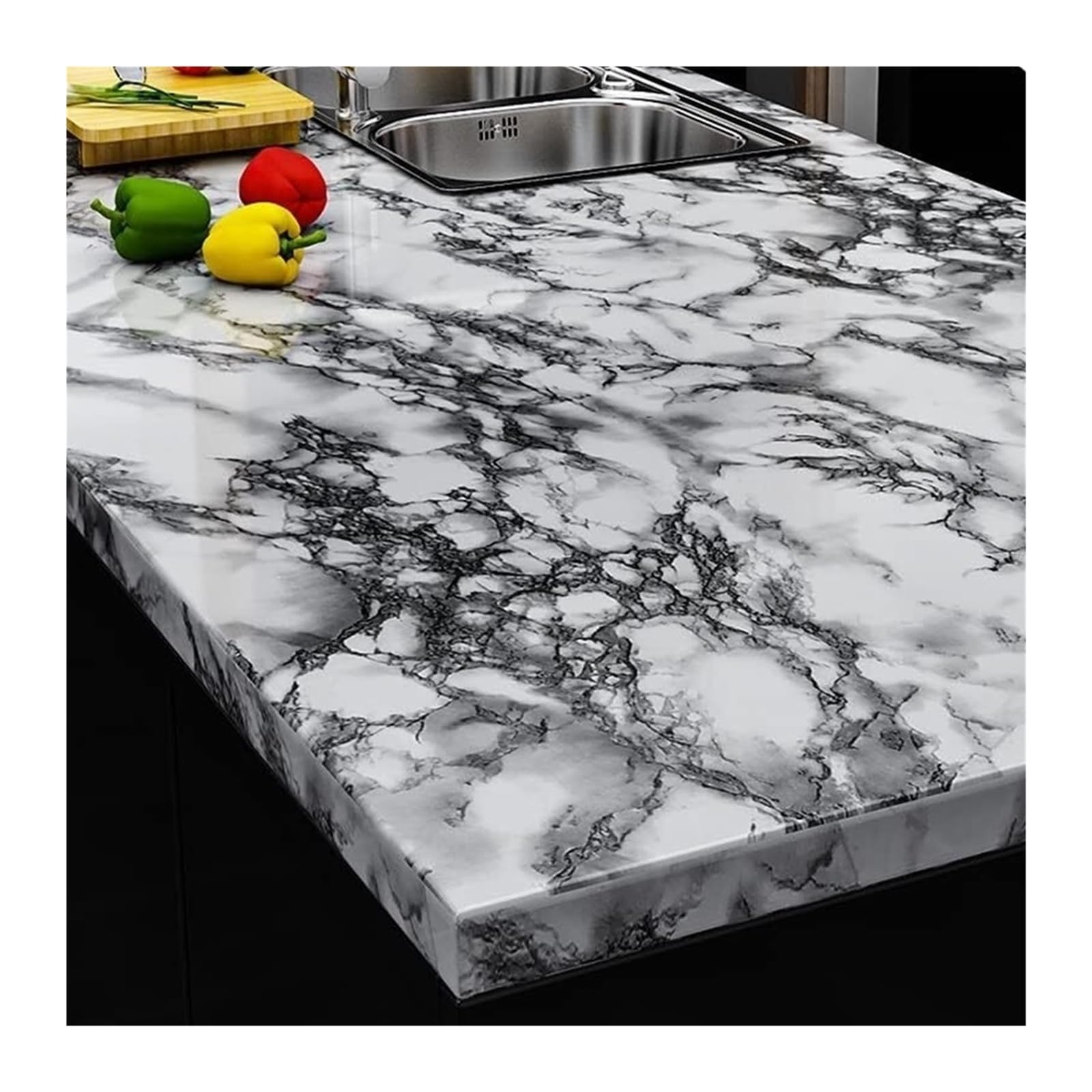 Foelanne Color7 Back Self Adhesive Wallpaper, Marble Contact Paper Self-Adhesive Kitchen Cabinet -Proof Multiple Sizes(,40Cm X 300Cm)