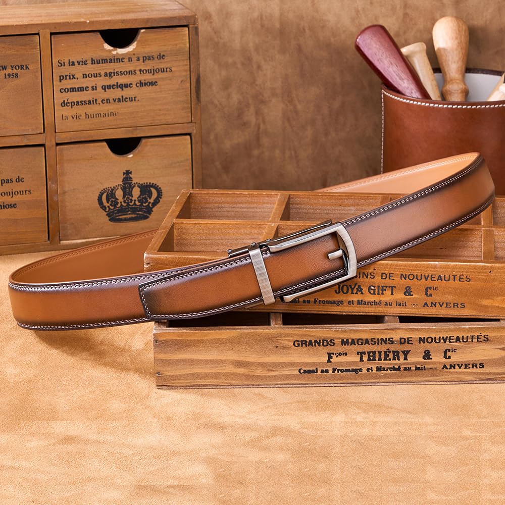 VRLEGEND Cintura Uomo Pelle Elegante Cinture Per abiti Business Lavoro Regolabile con Fibbia Automatica