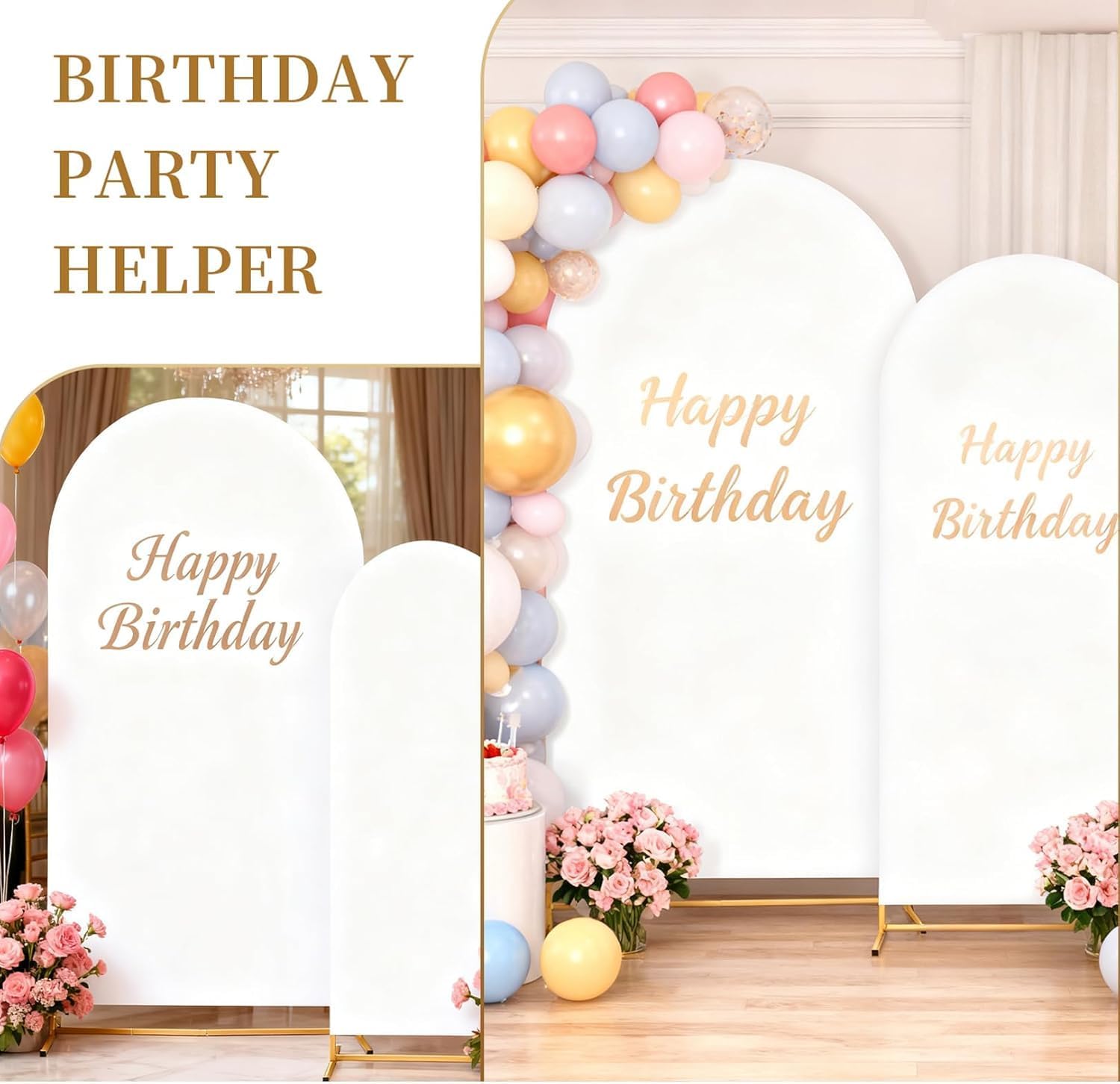 Toolterritary Metal Arch Backdrop Stand and Cover Set, 8FT, 7.2FT Party Backdrop, Easy to Assemble, Backdrop Stand for Parties, Birthday, Baby Shower