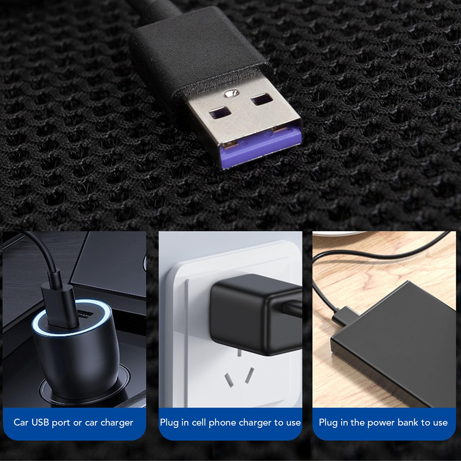 Srliya Cojín de Asiento Ventilado con Tecnología de Ventilador Inteligente, Base Antideslizante Alimentada por USB para el Hogar (Cian Negro)