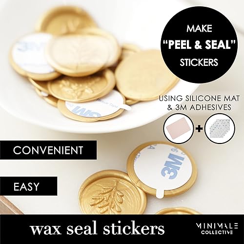 Miniatura 4 de Minimale Collective Kit de sellos de cera de lujo kit de sellado de cera con mango de latón cuentas de sello de cera varillas de cera de sellado de