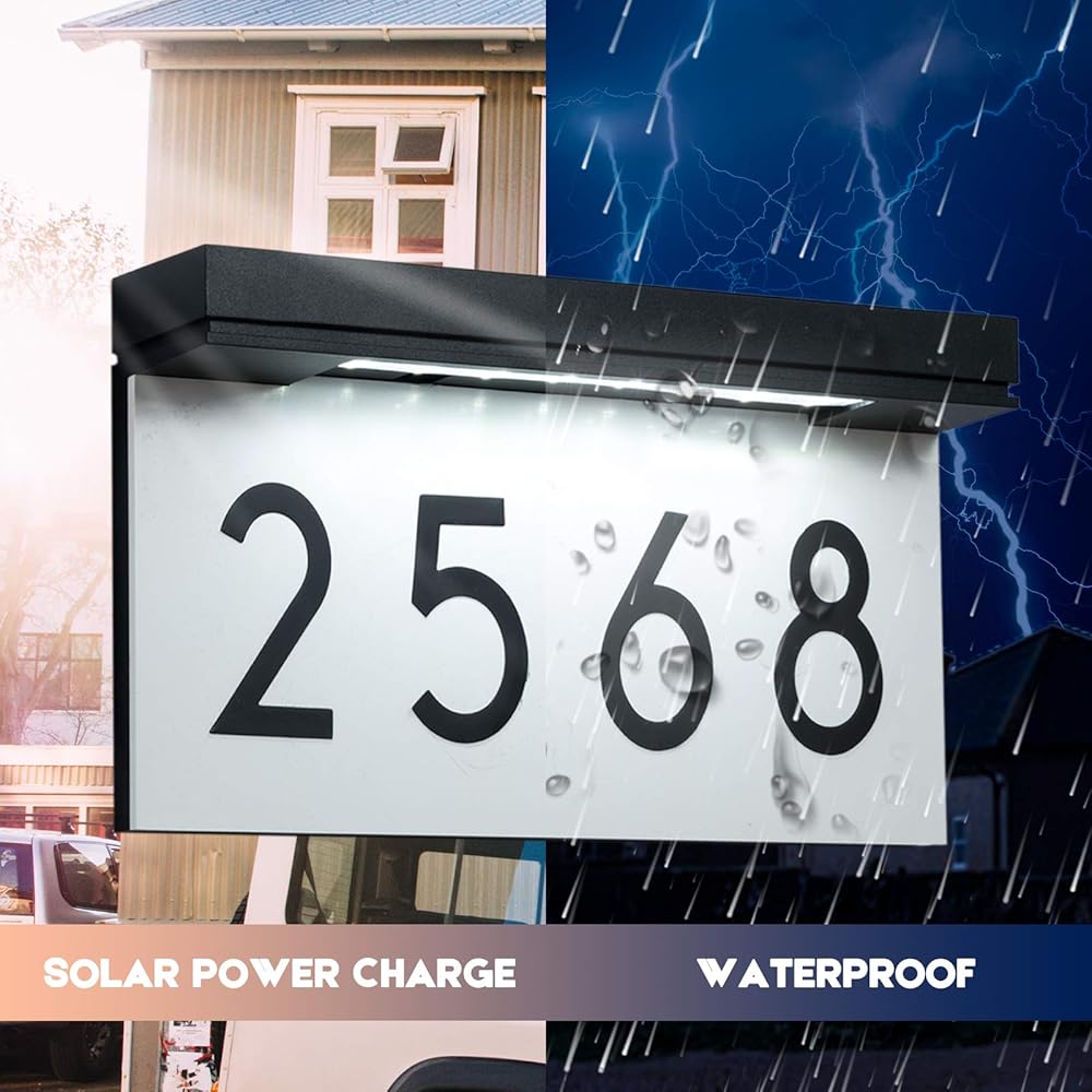 MAXvolador Solar Powered Address Sign House Numbers Waterproof, 3-Color - View #12