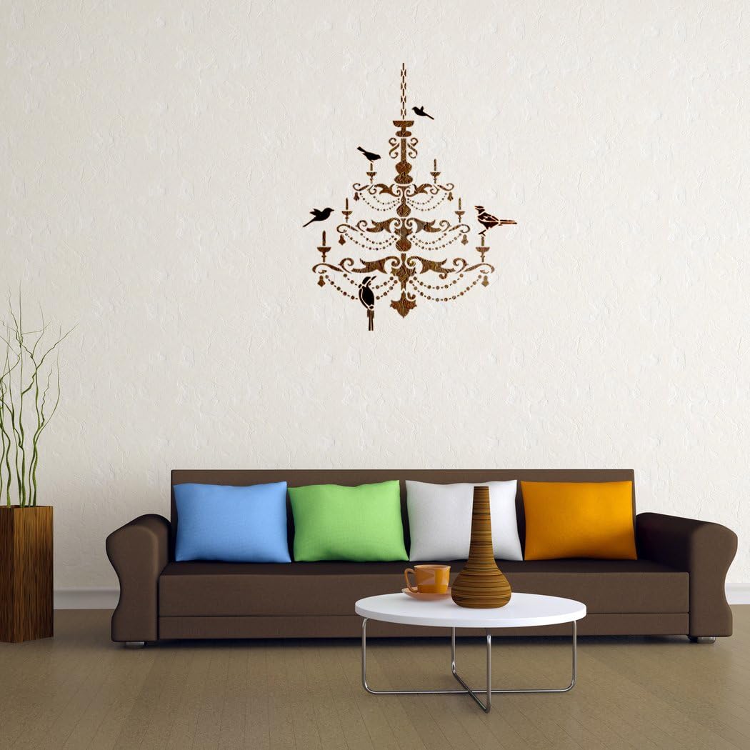 Chandelier with Birds Stencil for Wall Decor Painting Decorate Large Template