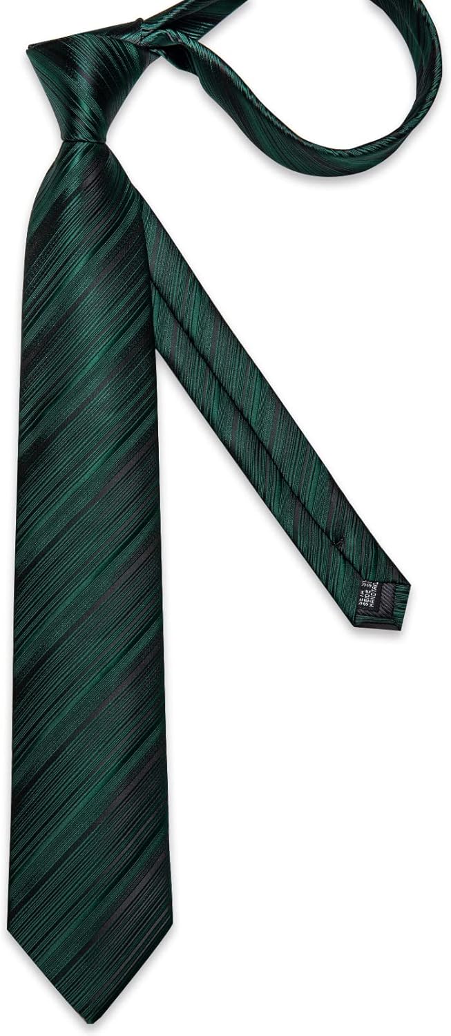 DiBanGu Mens Striped Tie Silk Woven Necktie and Pocket Square Cufflinks Tie Clip Set Wedding Business Formal Gift Tie for Men - Image 4