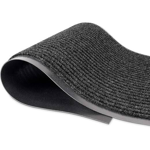 Durable Rubber Door Mat - Heavy Duty, Indoor/Outdoor, Easy Clean, Waterproof, Low-Profile Mat for Entry, Patio, Garage - Stylish (Charcoal, 5' x 3' (Mud Trapper))