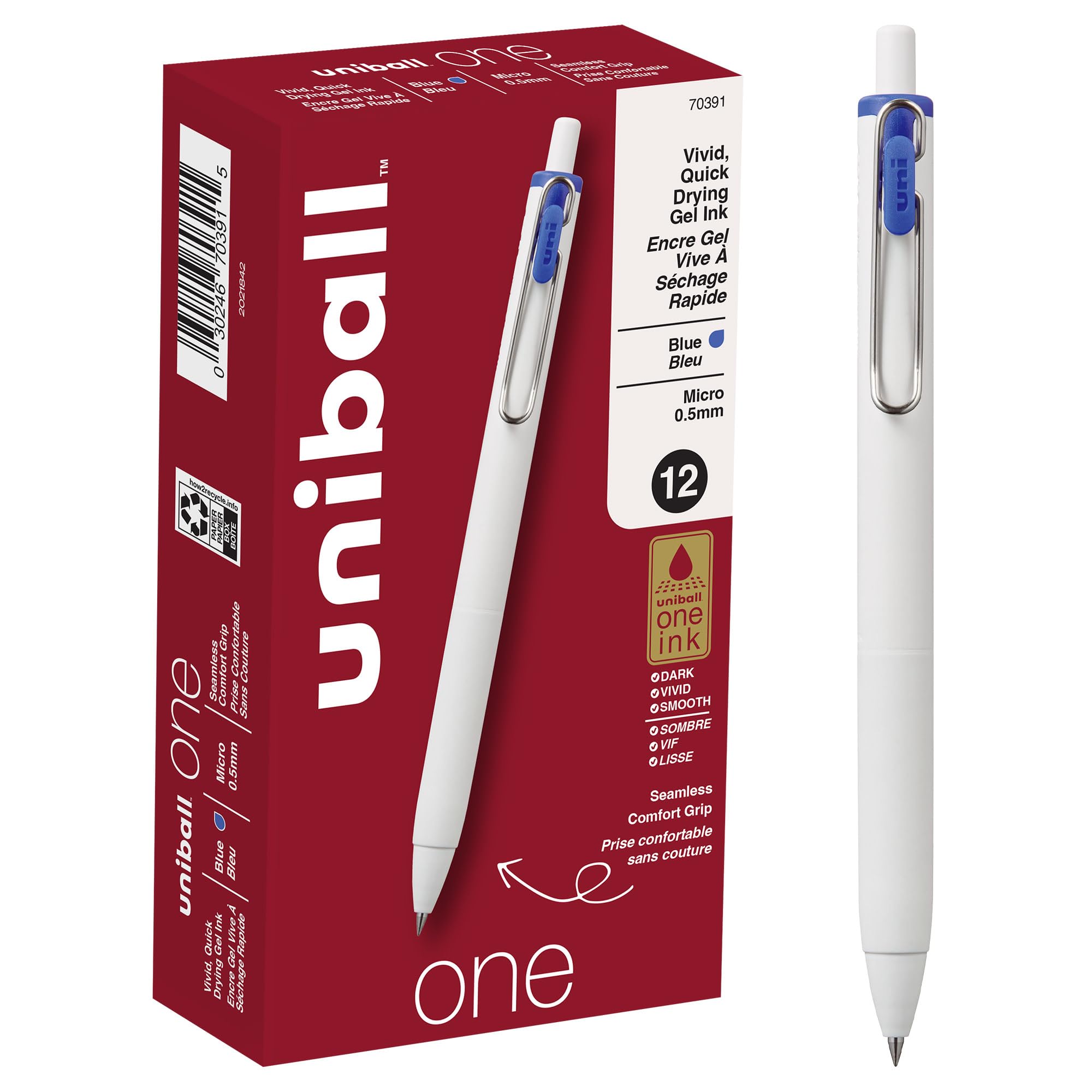 Uniball One Jel Kalem 12'li Paket, 0,5 mm Mikro Mavi Kalemler, Jel Mürekkep Kalemleri | Uniball tarafından satılan ofis malzemeleri Kalemler, Tükenmez Kalemler, Renkli Kalemler, Jel Kalemler, İnce
