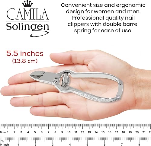 Miniatura 3 de Camila Solingen CS13 Cortaúñas de punta grande y resistente para uñas gruesas manicura y pedicura resorte de doble barril Recortadora superafilada