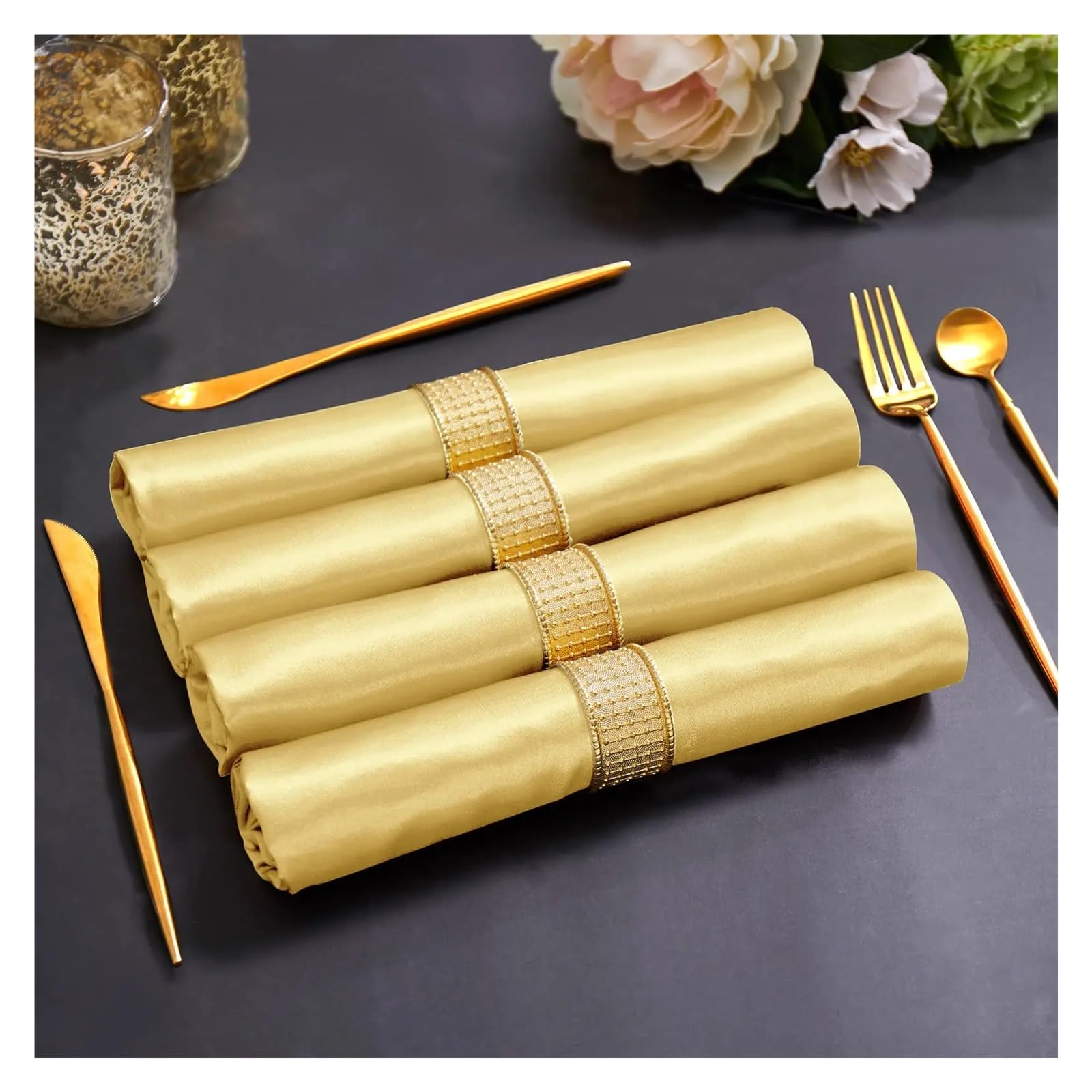 Servilletas de satén para la Mesa, Servilletas De Satén Multicolor 30x30cm Cuadradas Paquete 60
