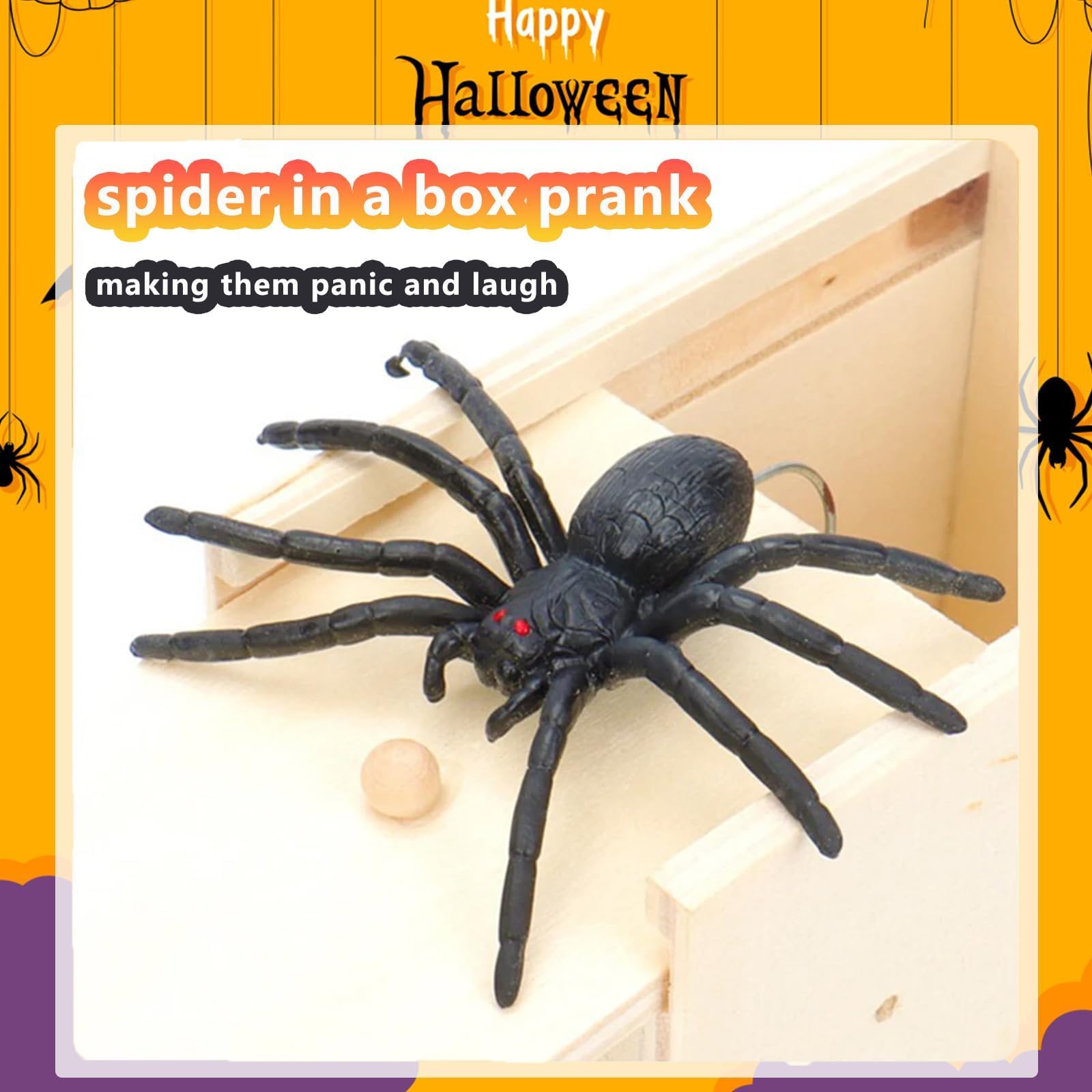 Super Funny Spider Prank Box - Handmade Wooden Jumping Scare Toy For Halloween & Pranks (1PC)