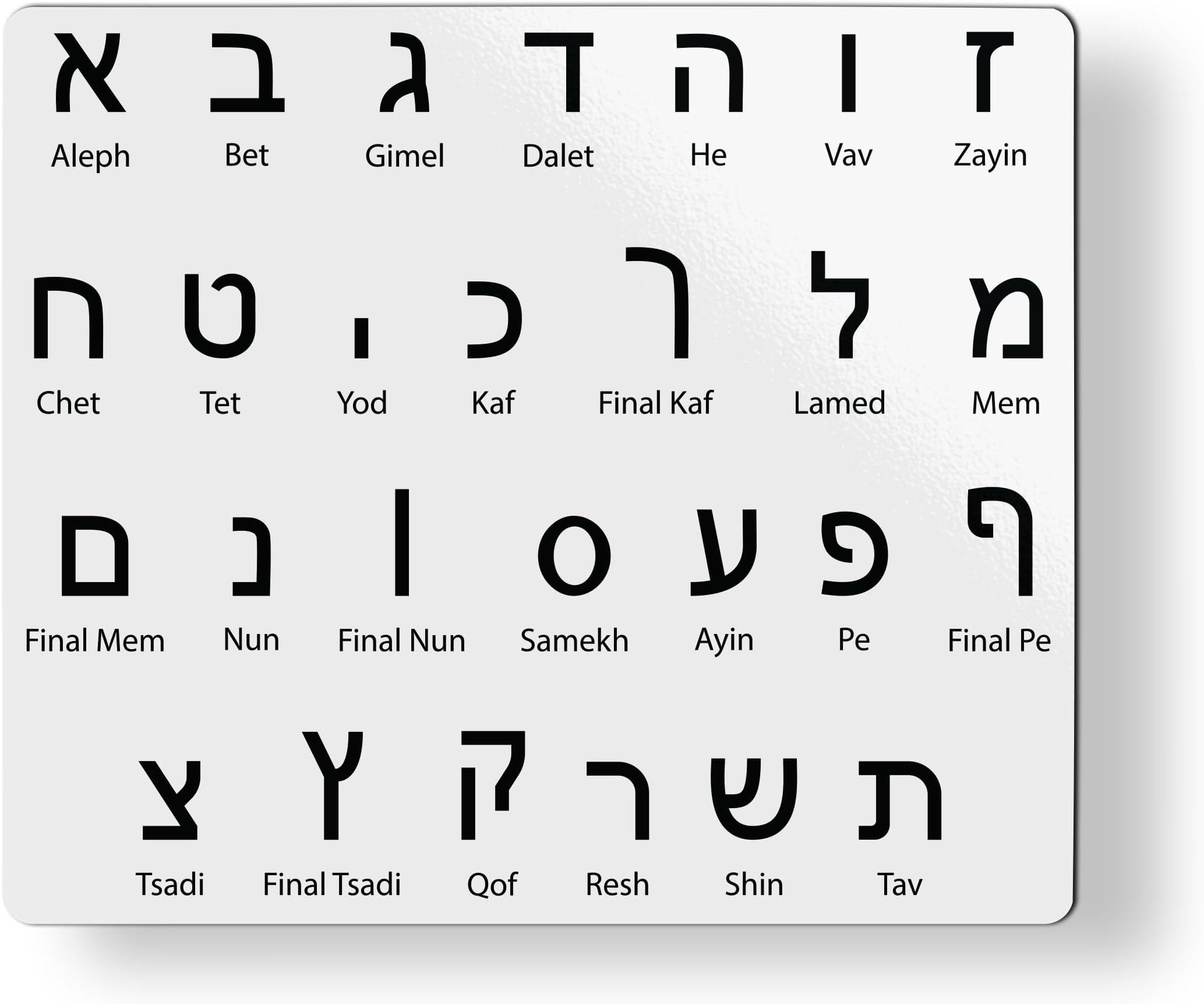 Hebrew Alphabet Jewish Learning Tool Magnet - Car Fridge Locker - 6"