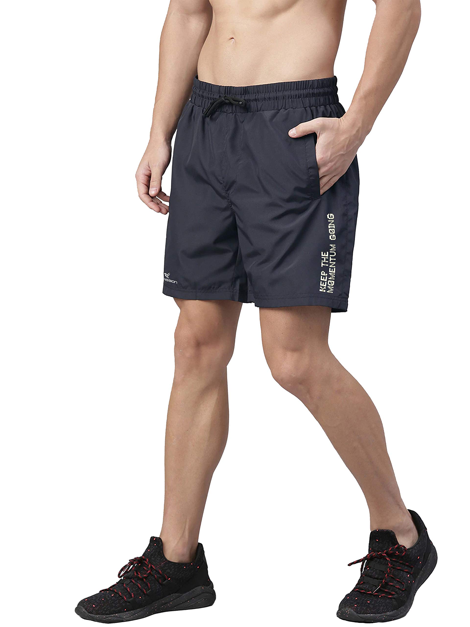 D-PASSION Dpassion NS Lycra Sport Shorts for Men |Gym Shorts for Men | Running Shorts for Men | Regular Shorts for Men Polyester (Navy Blue)-picture-12