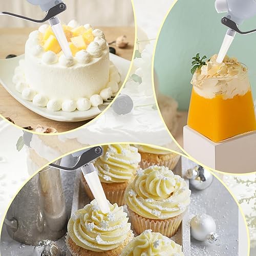 Miniatura 6 de AmazWhip Dispensador de crema batida, accesorios generales, 3 puntas de decoración de plástico, soporte para cargador culinario, un cepillo limpio