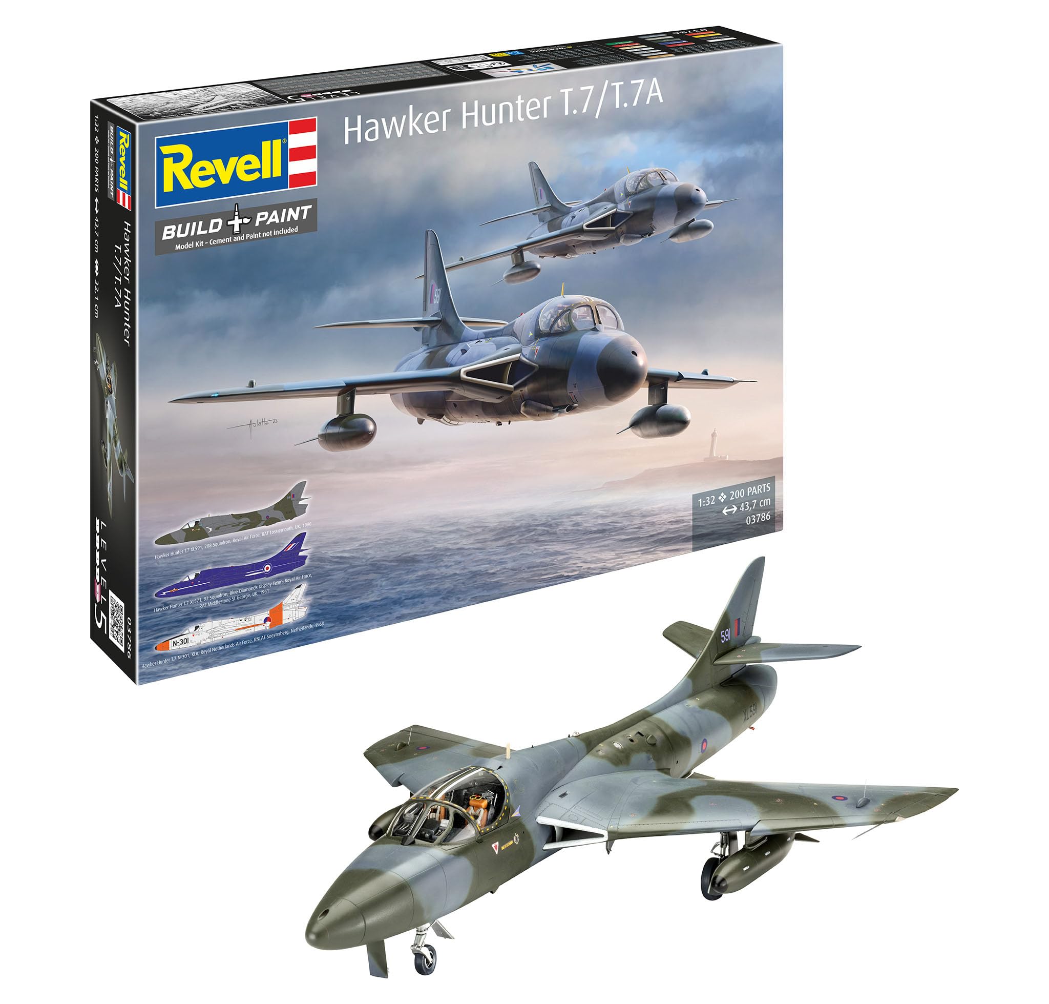 Revell 03786 Hawker Hunter T.7/T.7A 1:32 Scale - Unbuilt/Unpainted Plastic Model Kit