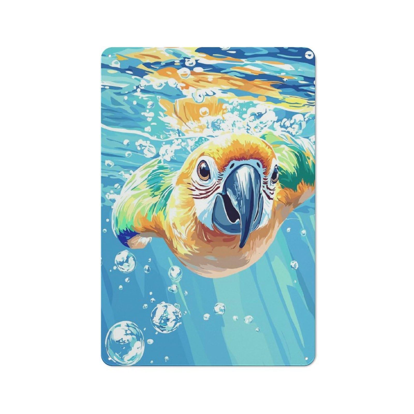 Junmoney Style-14 Parrot Underwater Rustic Metal Sign 30X20cm For Pub Or Café, For Collectors Of Rustic Metal Wall Decor