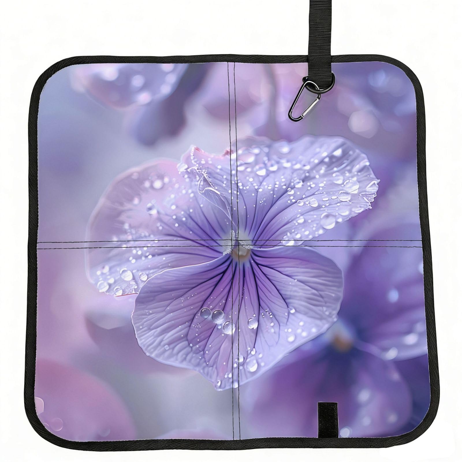 MROWYC violets Printed Foldable Seat Cushion - Portable with Carabiner, for Stadium, Camping, Hiking
