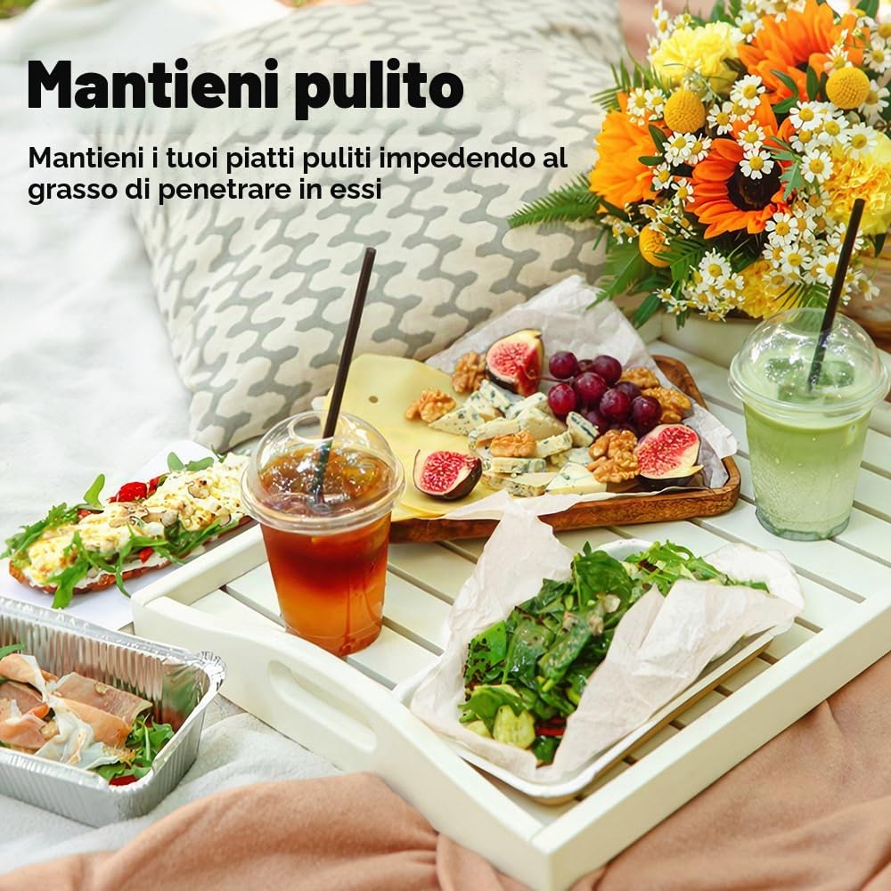 500 Fogli Carta Oleata Per Alimenti, 20 X 30Cm Carta Forno Fogli, Resistente All'Acqua E All'Olio Carta Cerata Per Alimenti, Antiaderente Per Hamburger La Griglia