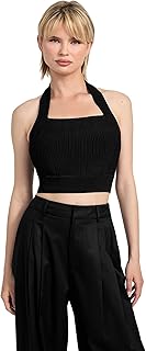 GUESS Womens Sleeveless Halter Strap Sofie Top