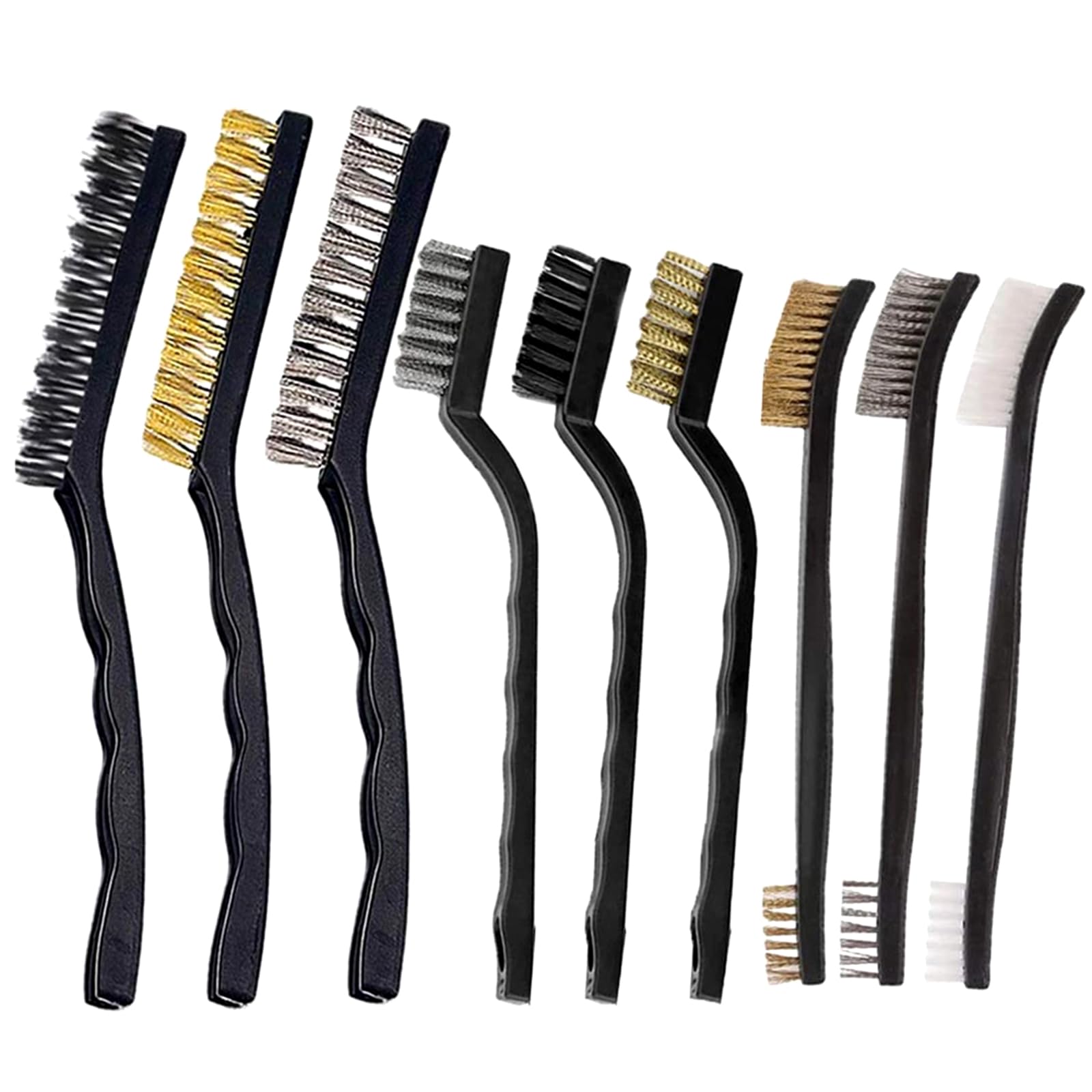 9 pcs Wire Brush Set, Small Rust Removal Brushes, Stainless Steel + Brass + Nylon Brushes for Cleaning Rust and Dust on Stove Sink Machine