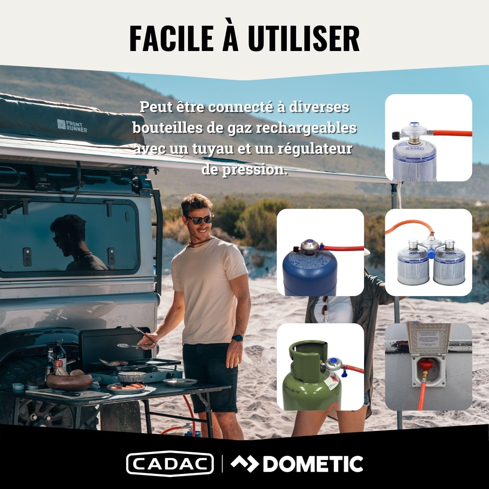 CADAC - 3 Cook Turbo FFD Deluxe - barbecue - Barbecues portables - Surface de cuisson en acier inoxydable - Incl. Housse de protection - Camping - Les incontournables du barbecue - Noir
