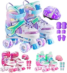 Patins Infantil Roller 4 Rodas Ajustável + Kit Proteção