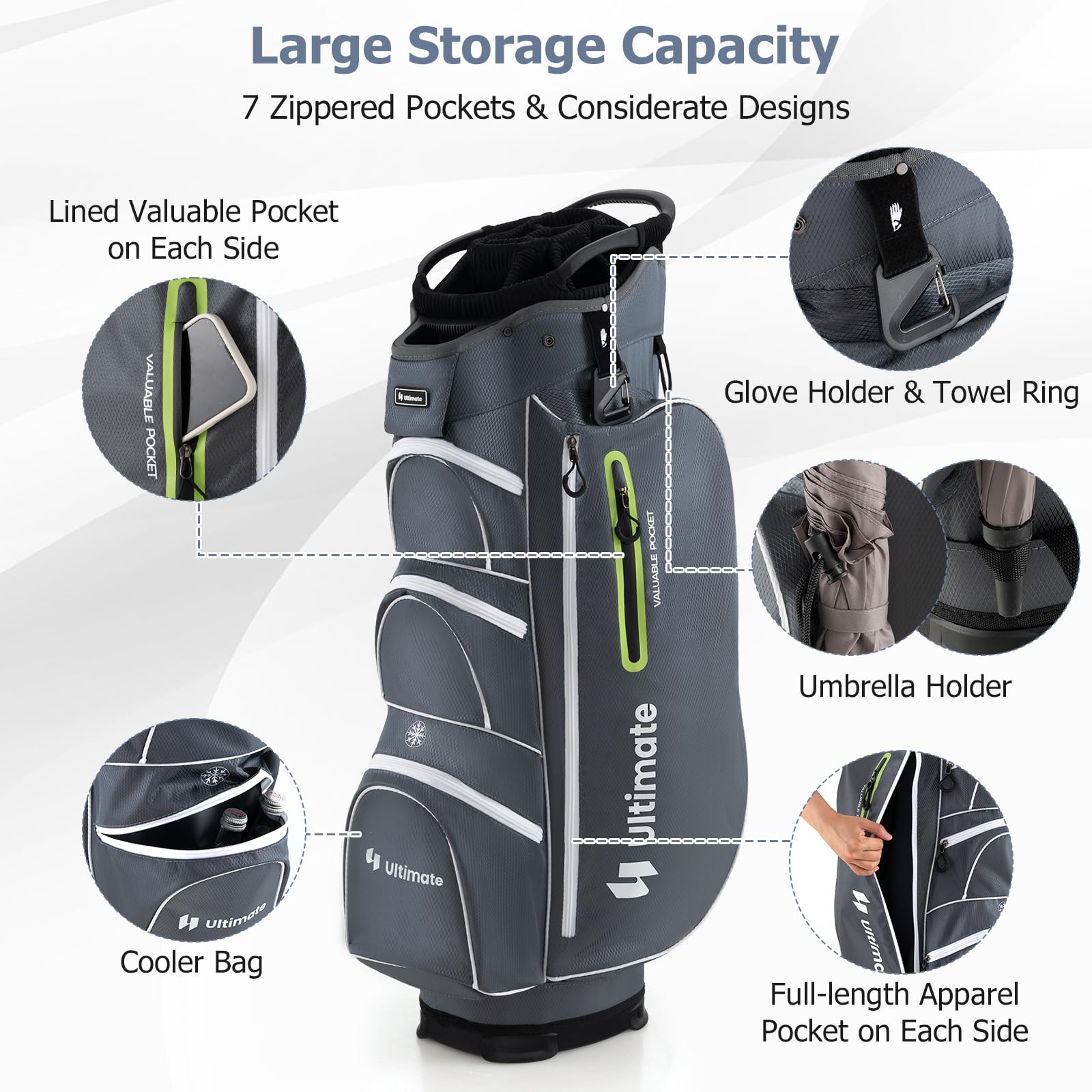 Tangkula Golf Cart Bag With 15 Way Top Dividers Lightweight