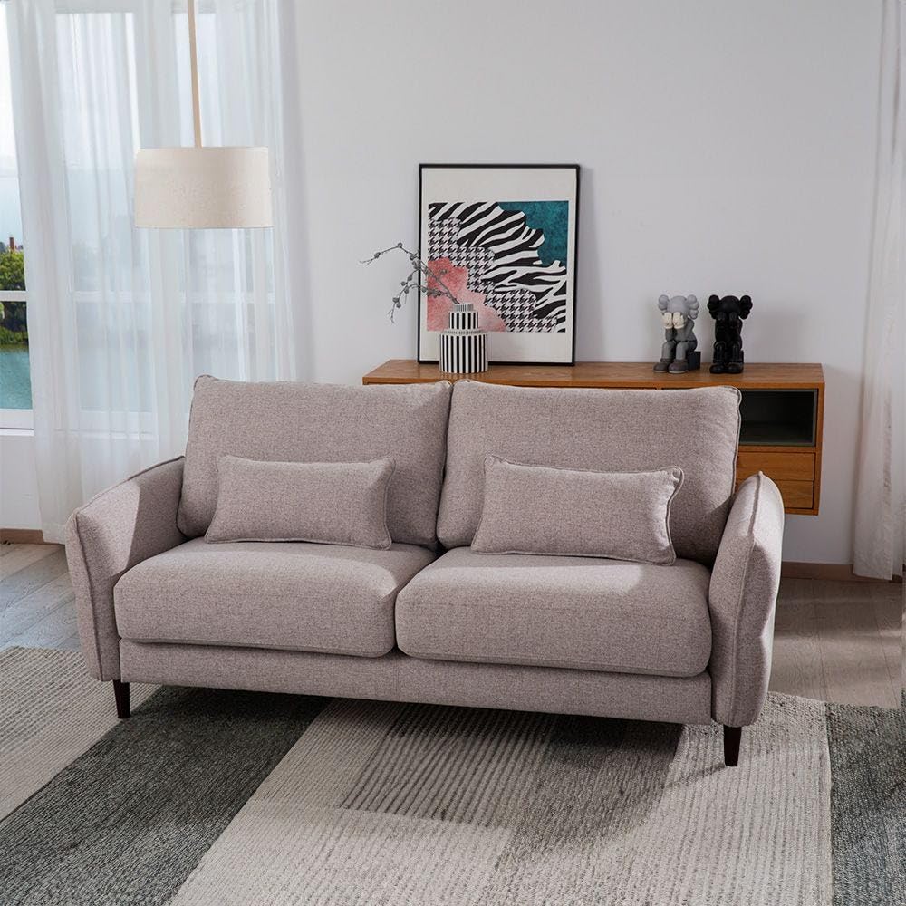 Danube Home Armstrong 3 Seater Fabric Sofa I Modern Design Three Seat Sofas I Comfortable Living Room Furniture L 196 X W 92 X H 90 Cm - Grey Grey