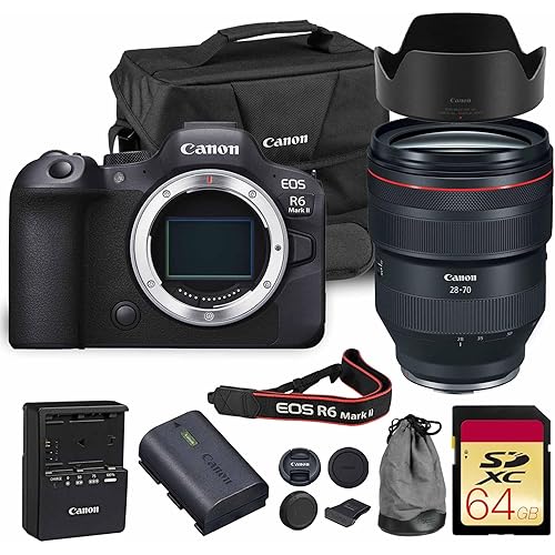 Canon EOS R6 Mark II Mirrorless Camera | 24.2MP Full Frame Sensor 4K 60p Video | Dual Pixel AF in-Body Stabilization for Professionals (5666C002) + Canon RF 28-70mm Lens + 64GB Card + Bag