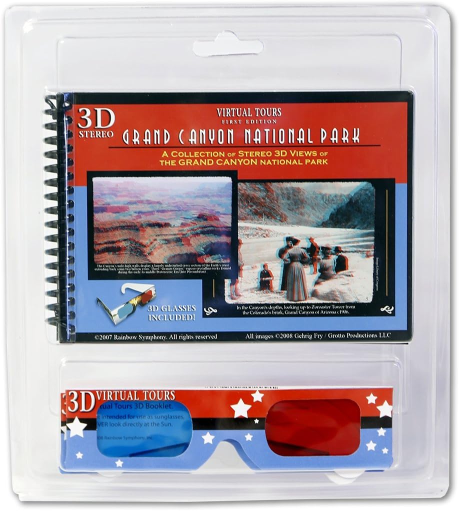 Plastic 3D Glasses - The Original Pro-X Anaglyph 3D Glasses. Includes a Bonus Virtual Tours National Park 3D Booklet