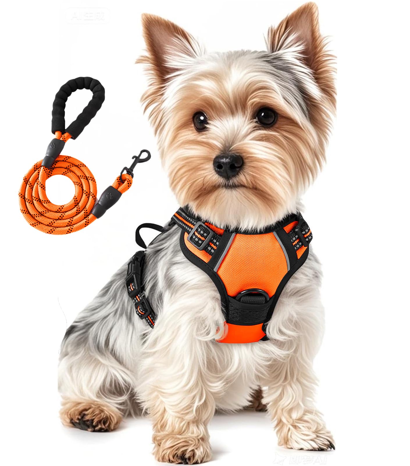 Jomkig Dog Harness and Lead Set for Small Dogs Adjustable Reflective Anti Pull Pet Vest Harness for Outdoor Walking Training, Orange, Small โ image 1